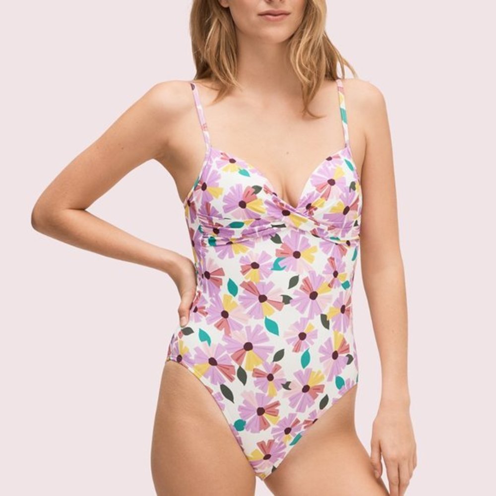 Kate Spade Floral Draped Molded Cup One-Piece XS